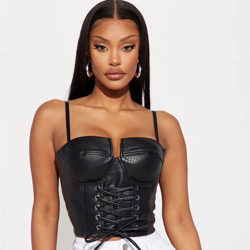 Faux leather top